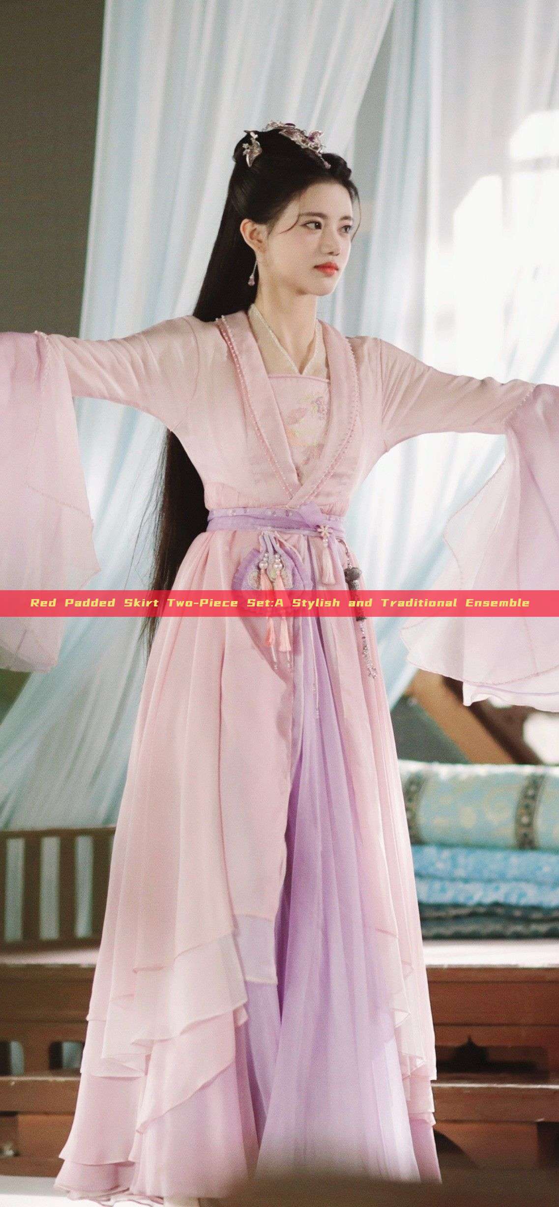 Red Padded Skirt Two-Piece Set:A Stylish and Traditional Ensemble