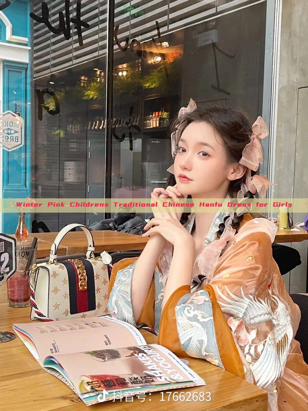 Winter Pink Childrens Traditional Chinese Hanfu Dress for Girls