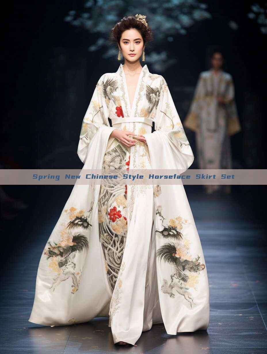Spring New Chinese Style Horseface Skirt Set