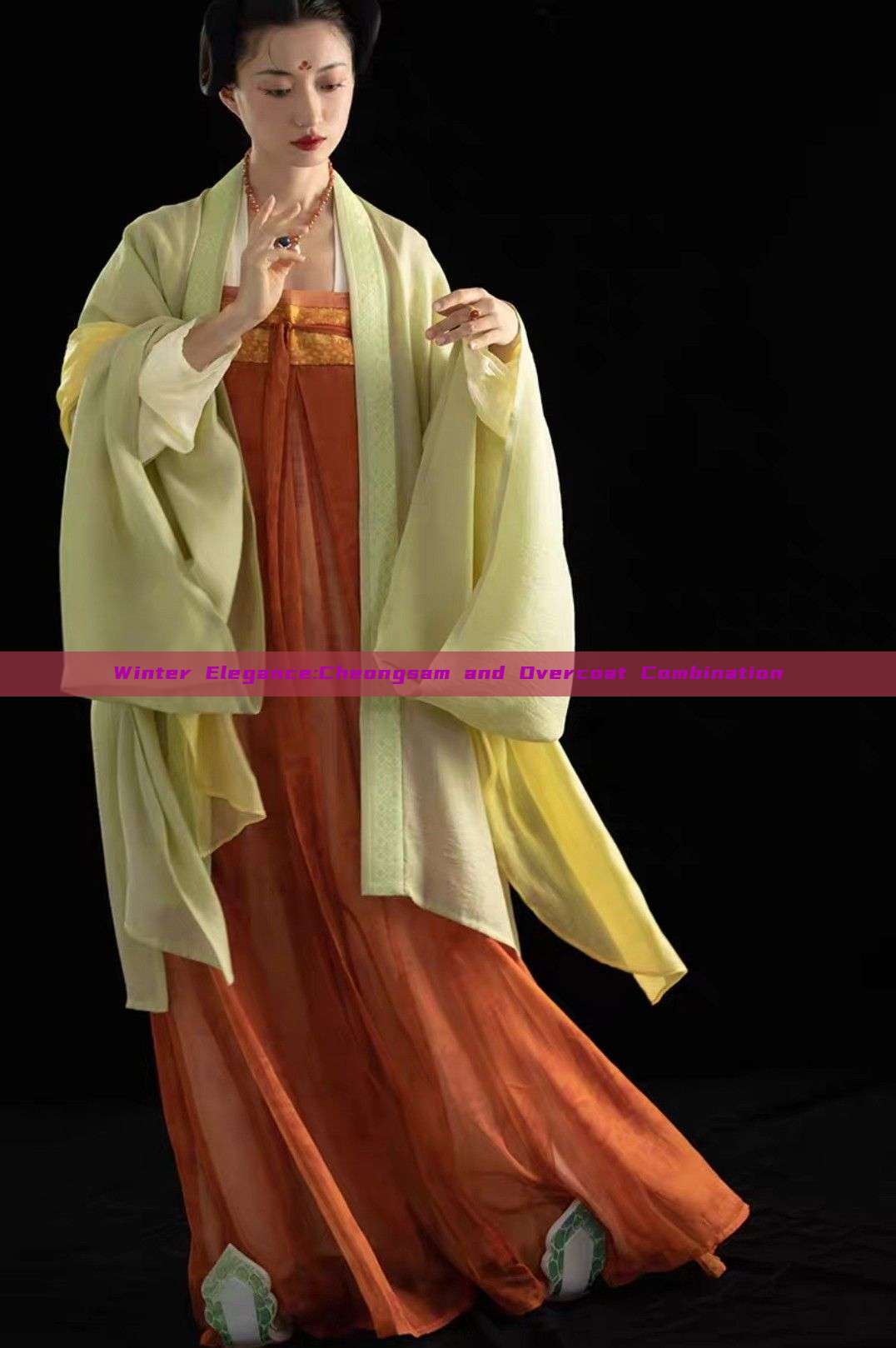 Winter Elegance:Cheongsam and Overcoat Combination
