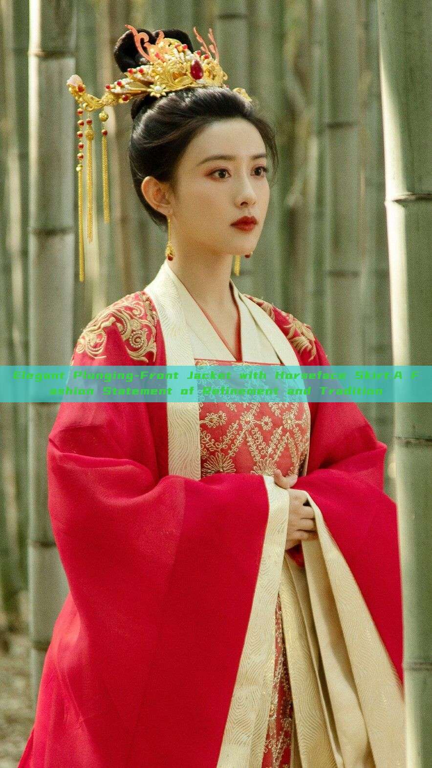 Elegant Plunging-Front Jacket with Horseface Skirt:A Fashion Statement of Refinement and Tradition