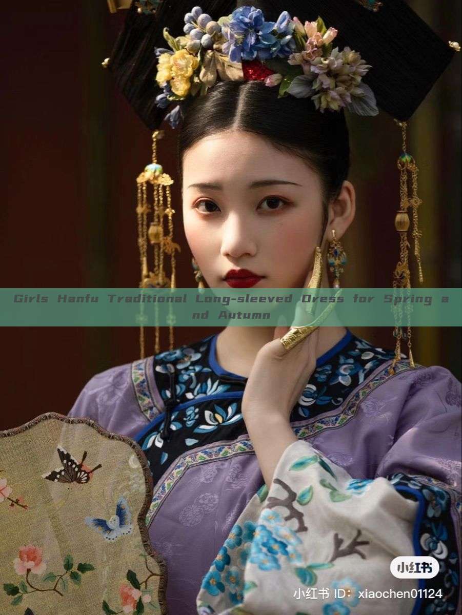 Girls Hanfu Traditional Long-sleeved Dress for Spring and Autumn