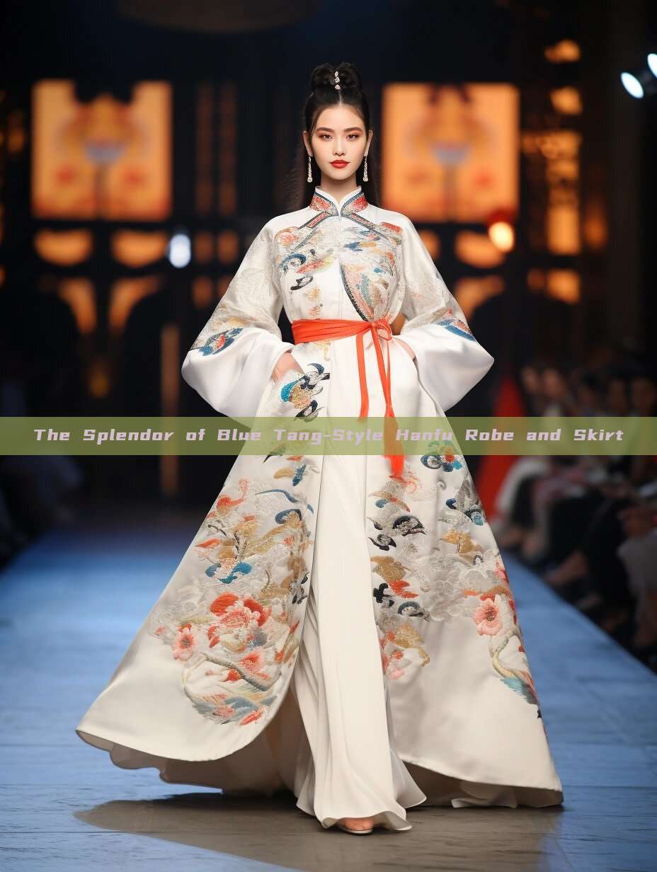 The Splendor of Blue Tang-Style Hanfu Robe and Skirt