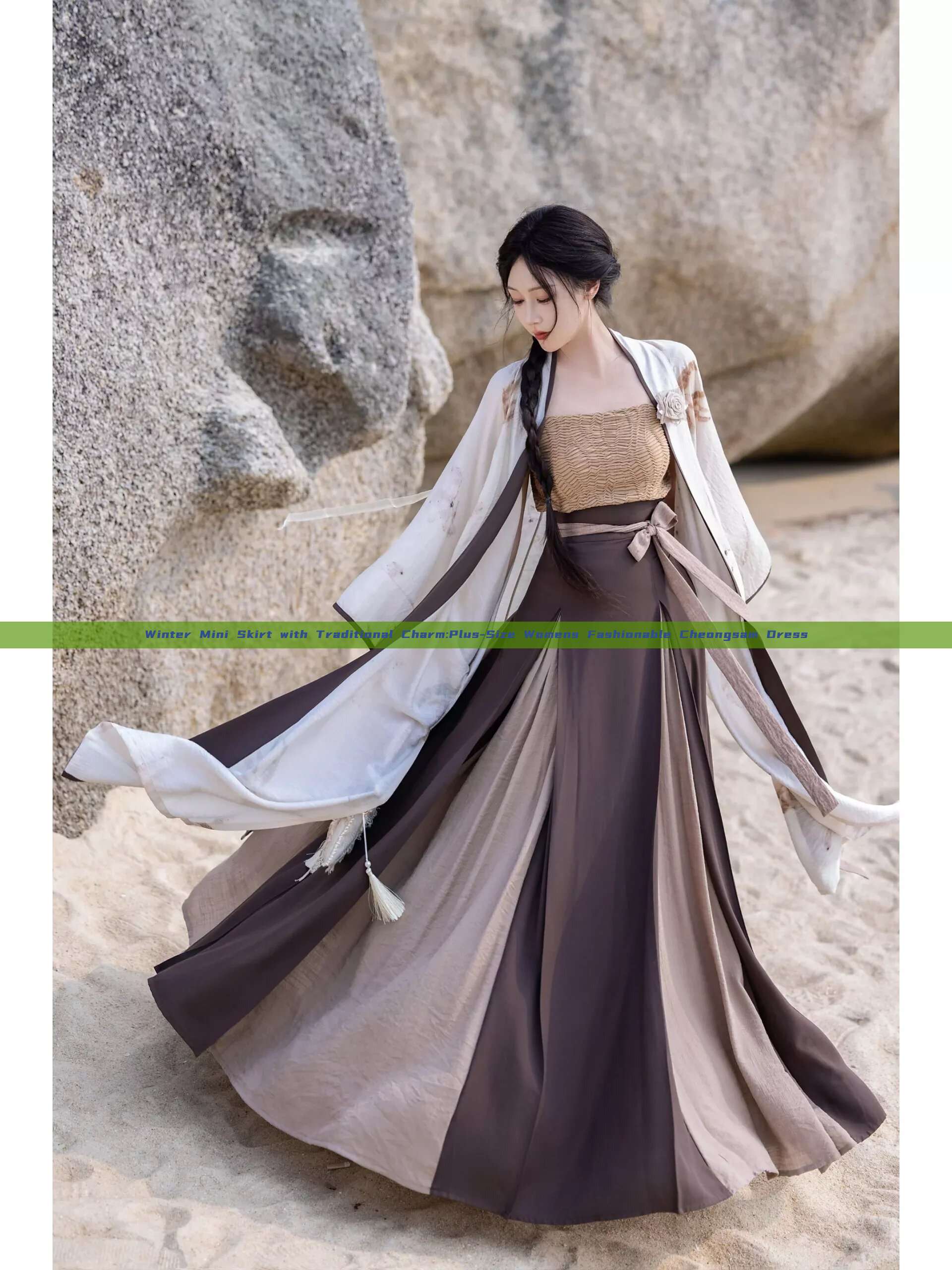 Winter Mini Skirt with Traditional Charm:Plus-Size Womens Fashionable Cheongsam Dress