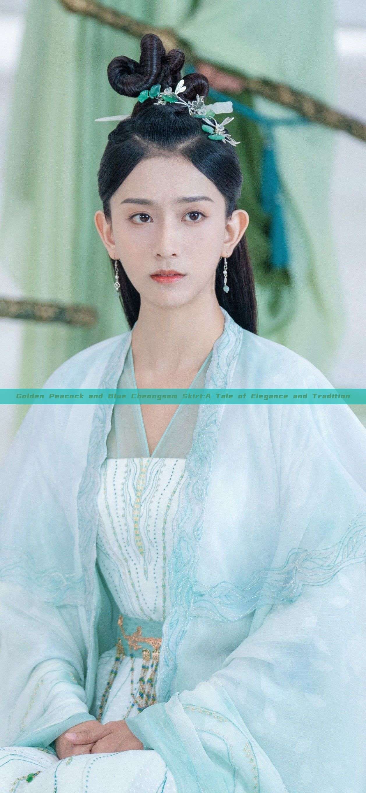 Golden Peacock and Blue Cheongsam Skirt:A Tale of Elegance and Tradition Golden Peacock and Blue Cheongsam Skirt:A Tale of Elegance and Tradition