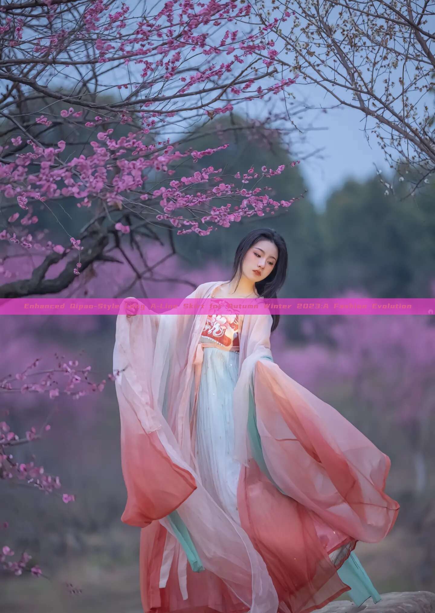 Enhanced Qipao-Style Long A-Line Skirt for Autumn Winter 2023:A Fashion Evolution