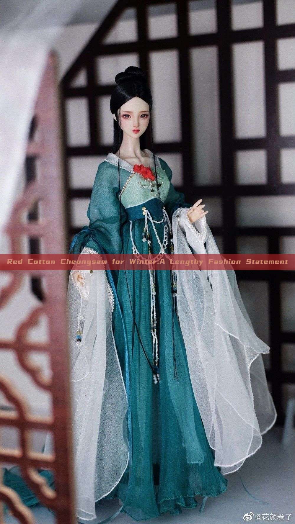 Red Cotton Cheongsam for Winter:A Lengthy Fashion Statement