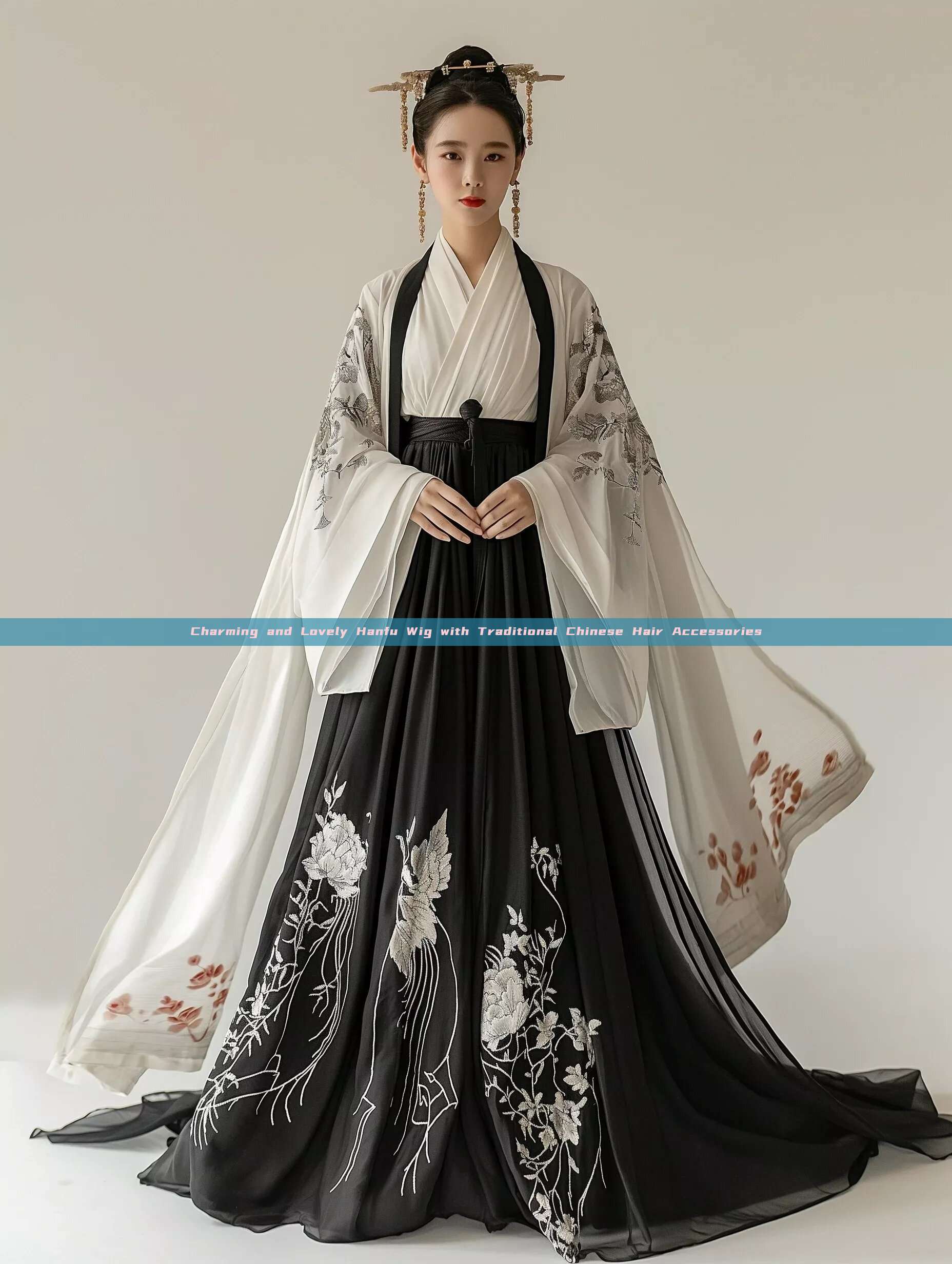 Charming and Lovely Hanfu Wig with Traditional Chinese Hair Accessories Charming and Lovely Hanfu Wig with Traditional Chinese Hair Accessories