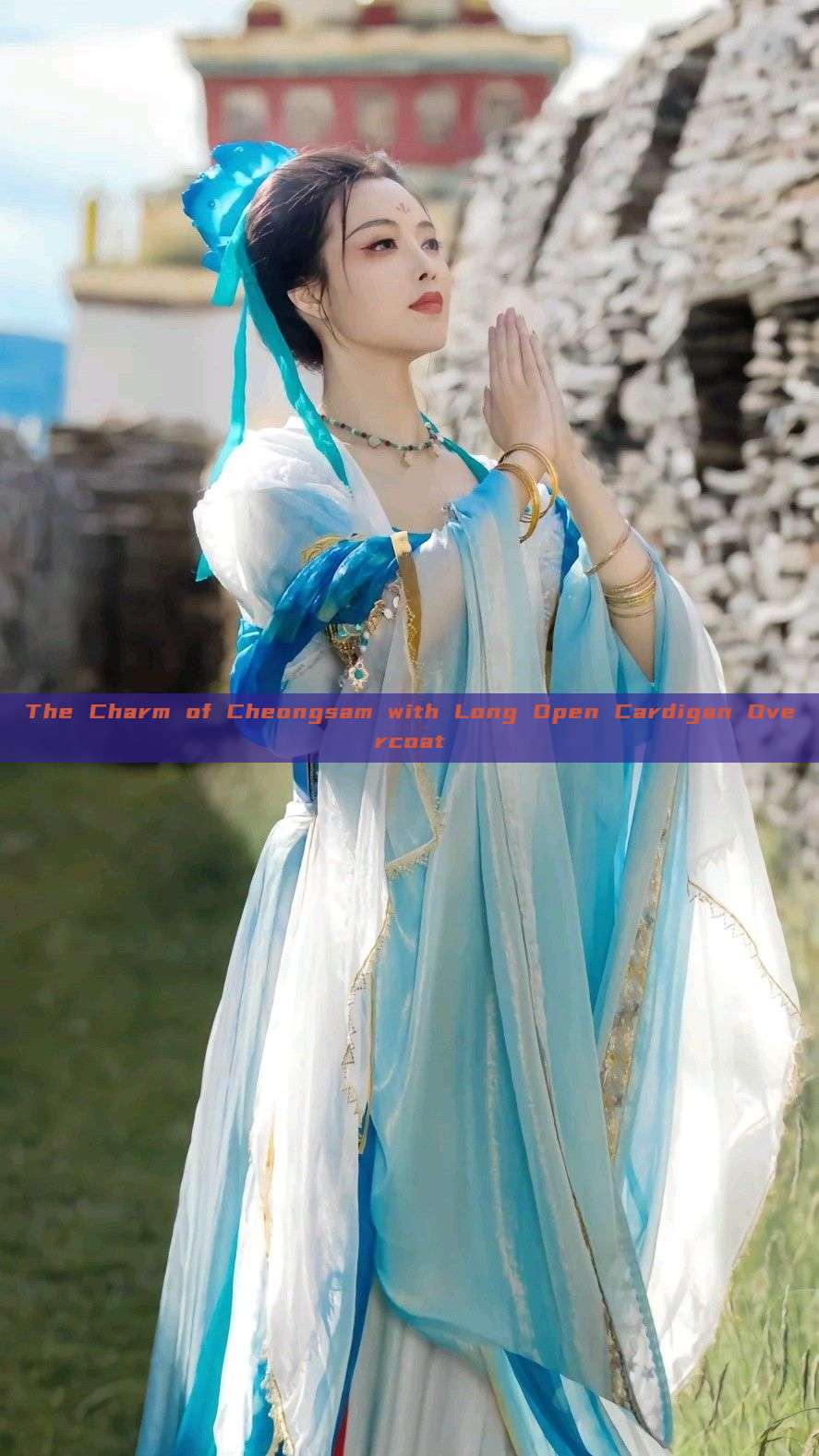 The Charm of Cheongsam with Long Open Cardigan Overcoat The Charm of Cheongsam with Long Open Cardigan Overcoat