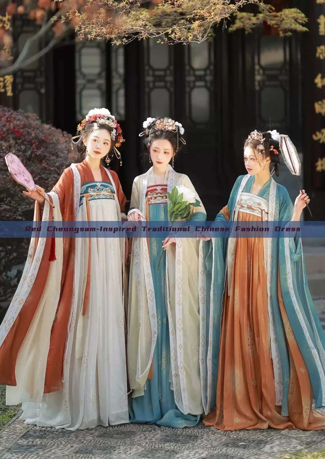 Red Cheongsam-Inspired Traditional Chinese Fashion Dress