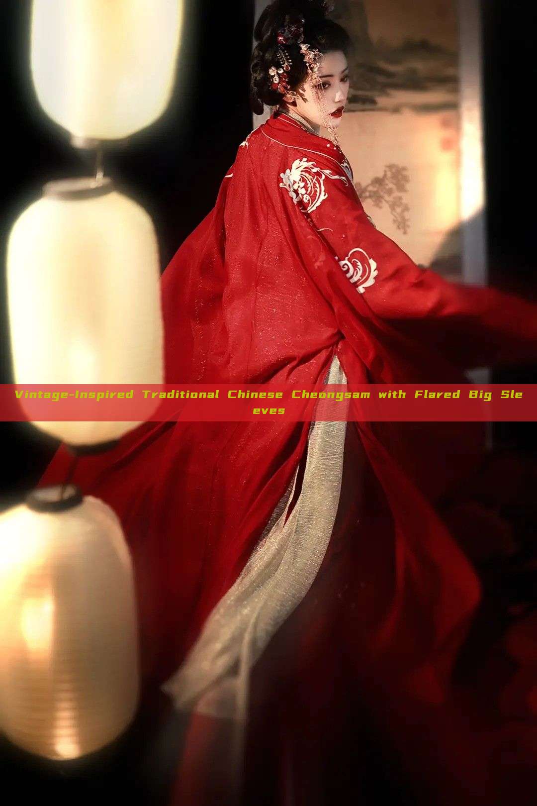 Vintage-Inspired Traditional Chinese Cheongsam with Flared Big Sleeves Vintage-Inspired Traditional Chinese Cheongsam with Flared Big Sleeves
