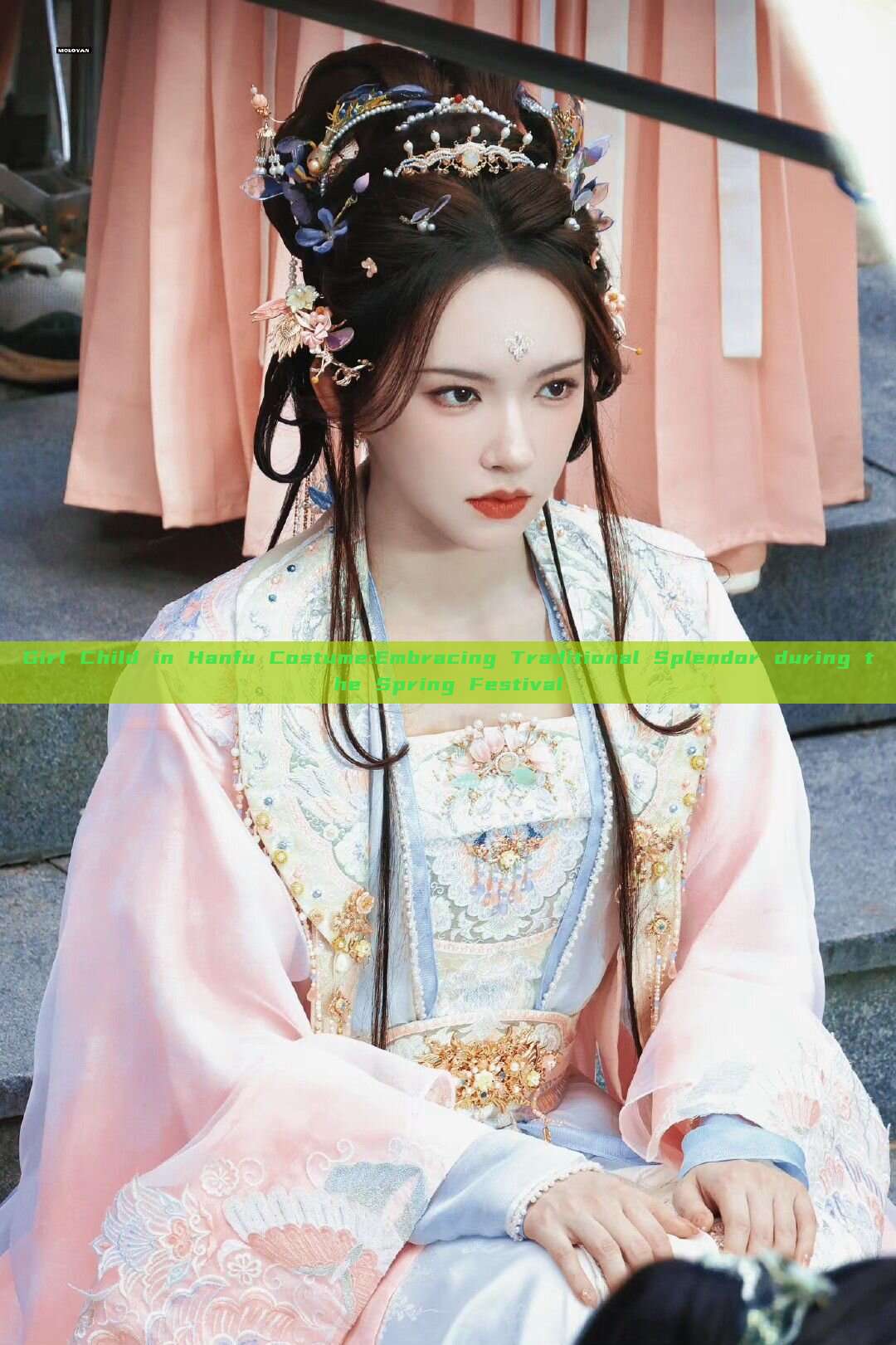 Girl Child in Hanfu Costume:Embracing Traditional Splendor during the Spring Festival