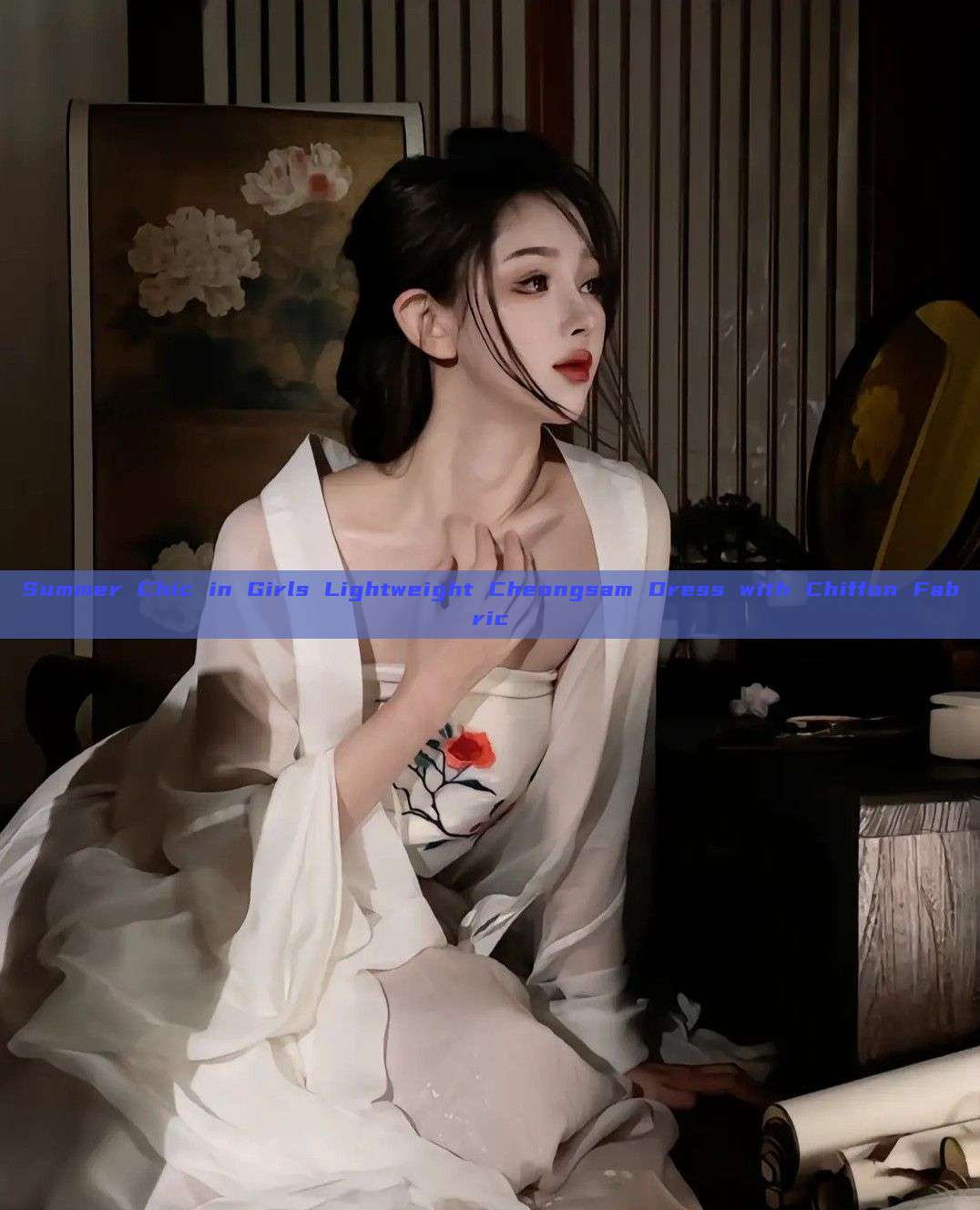 Summer Chic in Girls Lightweight Cheongsam Dress with Chiffon Fabric Summer Chic in Girls Lightweight Cheongsam Dress with Chiffon Fabric