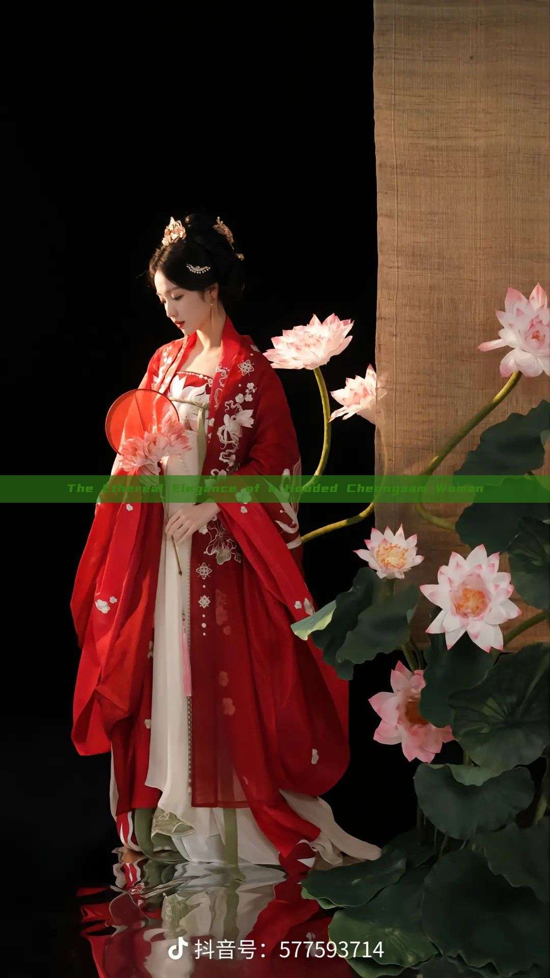 The Ethereal Elegance of a Hooded Cheongsam Woman