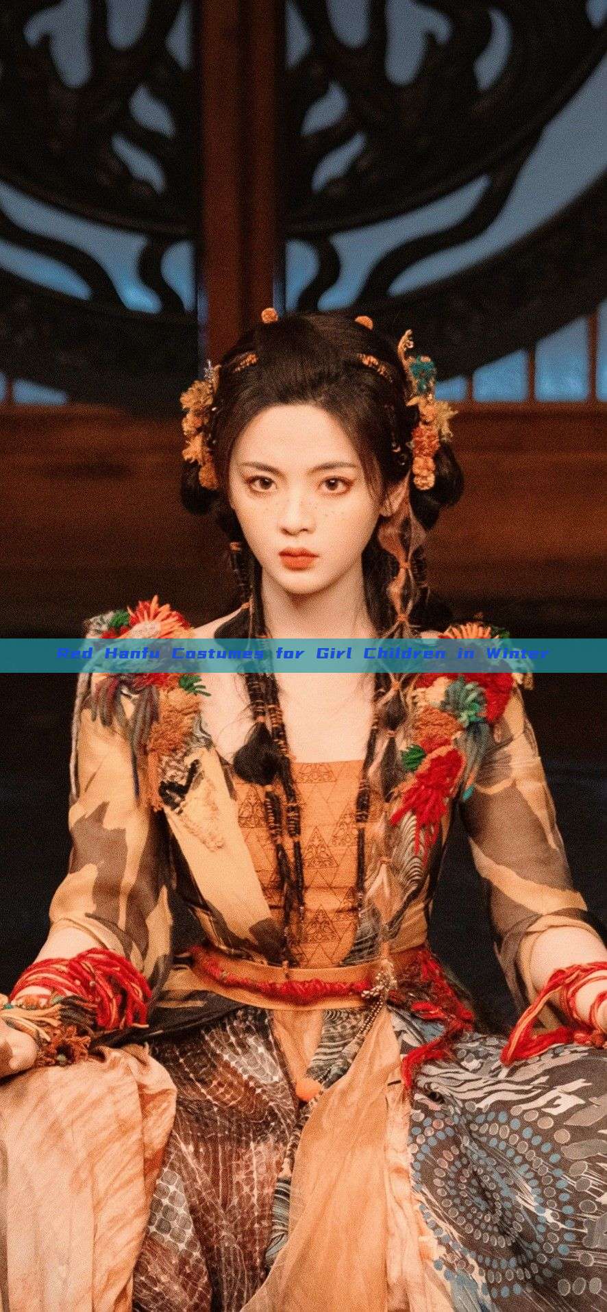 Red Hanfu Costumes for Girl Children in Winter Red Hanfu Costumes for Girl Children in Winter