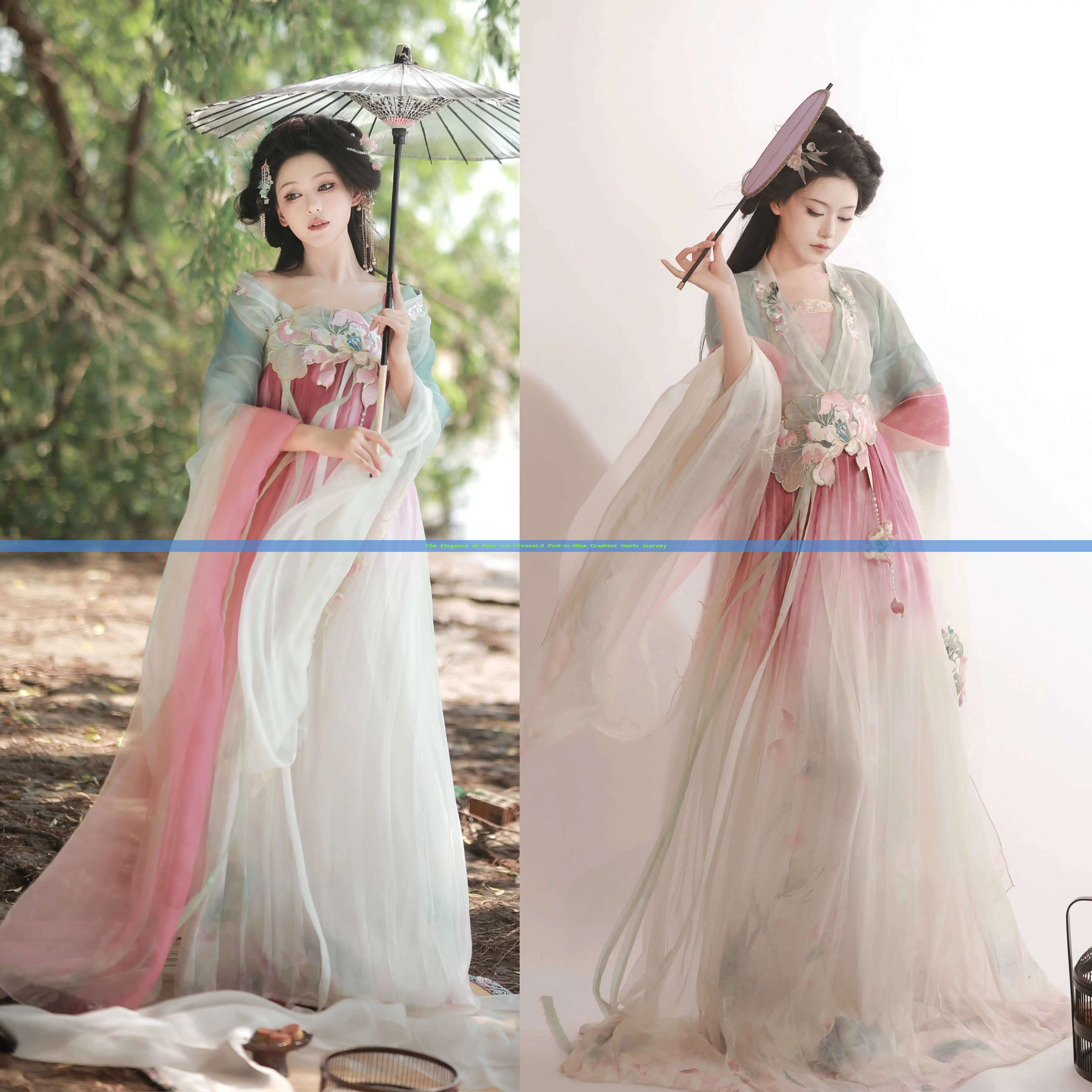 The Elegance of Past and Present:A Pink-to-Blue Gradient Hanfu Journey The Elegance of Past and Present:A Pink-to-Blue Gradient Hanfu Journey