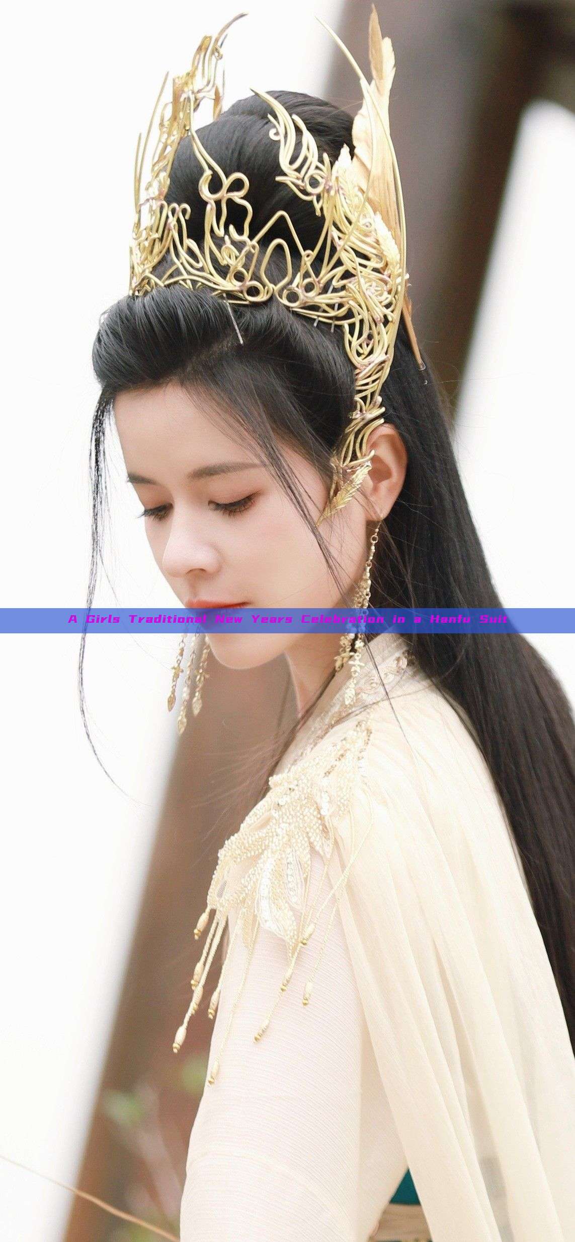 A Girls Traditional New Years Celebration in a Hanfu Suit