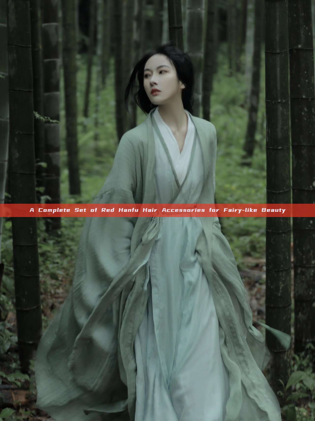 A Complete Set of Red Hanfu Hair Accessories for Fairy-like Beauty