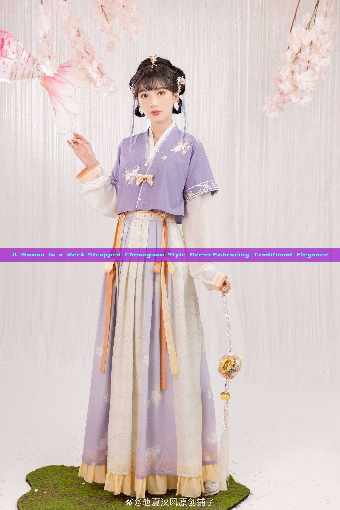 A Woman in a Neck-Strapped Cheongsam-Style Dress:Embracing Traditional Elegance