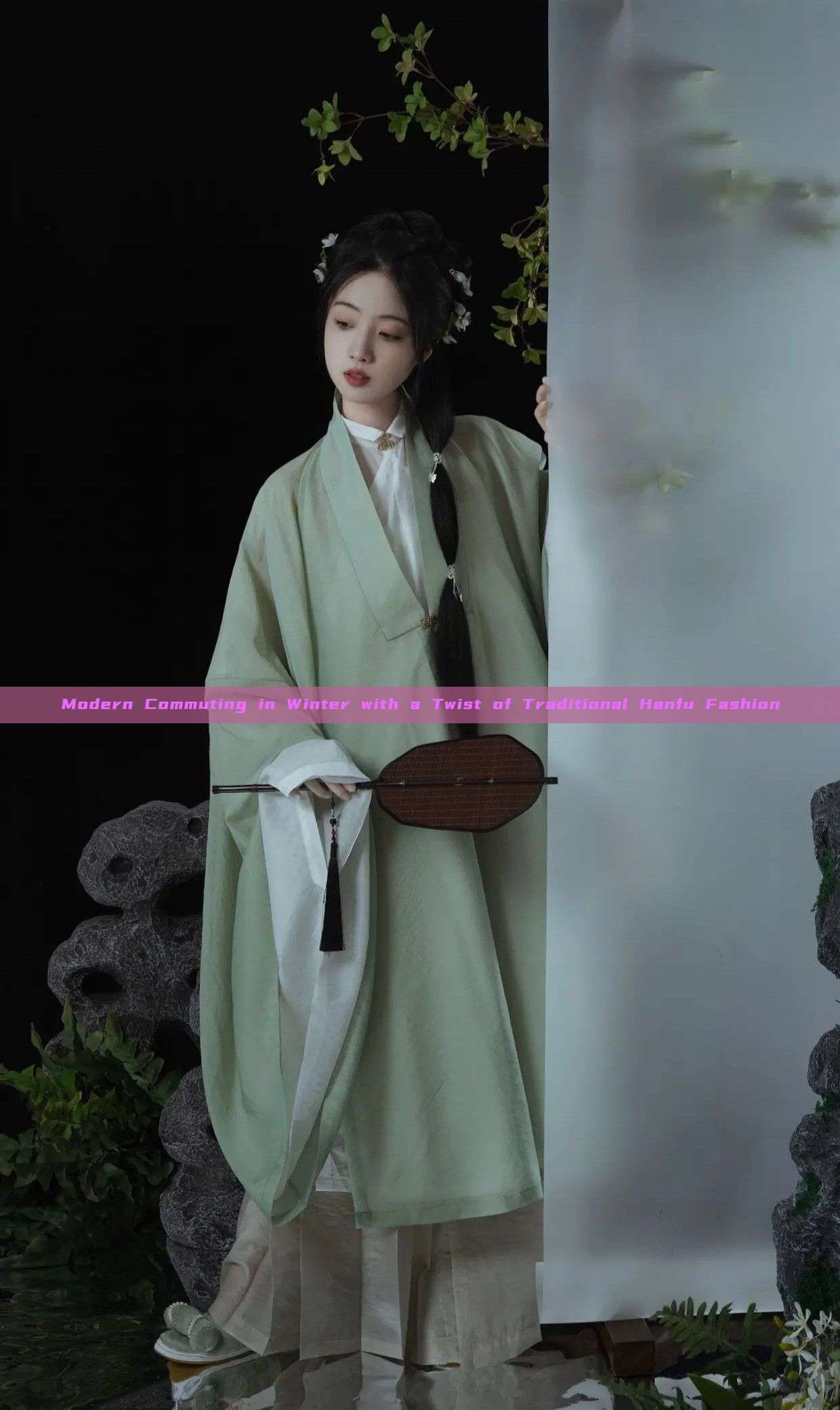 Modern Commuting in Winter with a Twist of Traditional Hanfu Fashion