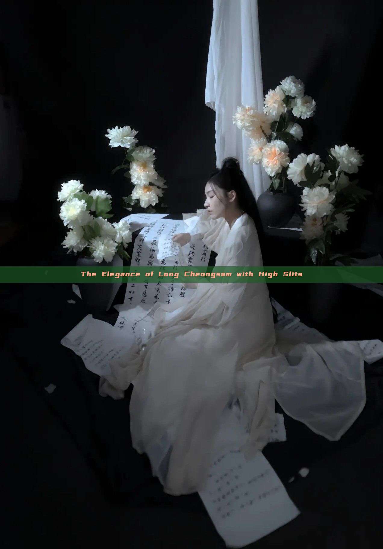 The Elegance of Long Cheongsam with High Slits The Elegance of Long Cheongsam with High Slits