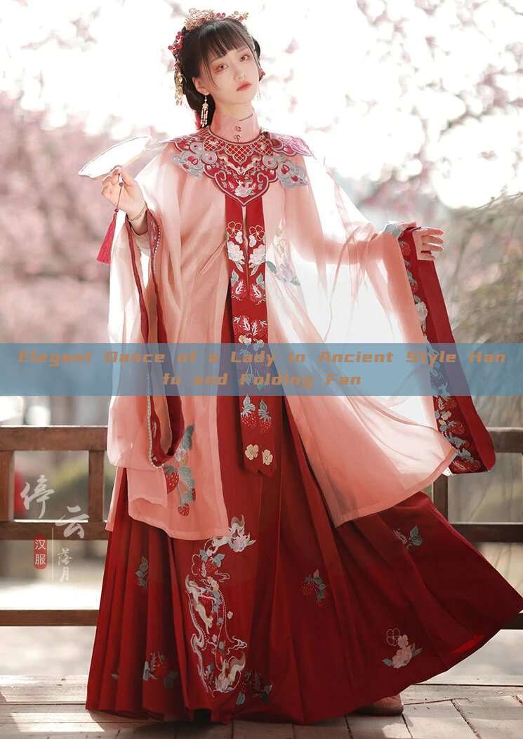 Elegant Dance of a Lady in Ancient Style Hanfu and Folding Fan