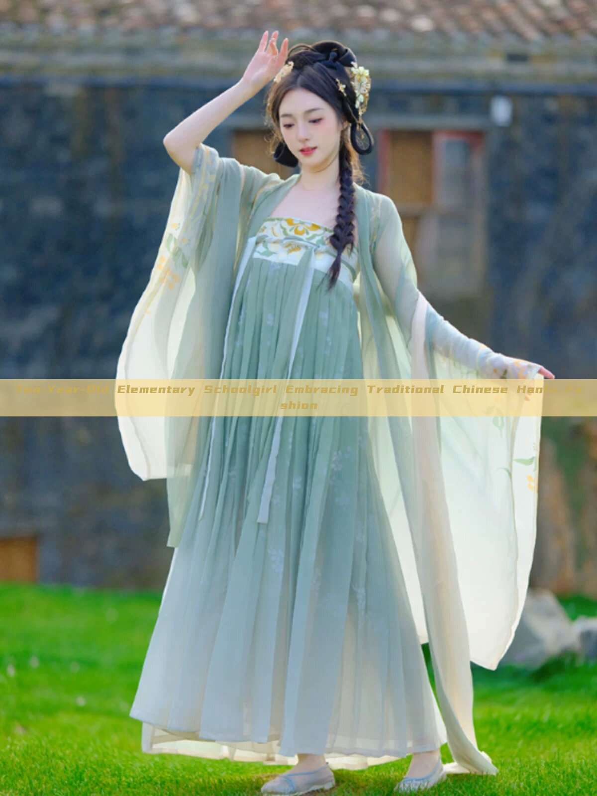 Ten-Year-Old Elementary Schoolgirl Embracing Traditional Chinese Hanfu Fashion Ten-Year-Old Elementary Schoolgirl Embracing Traditional Chinese Hanfu Fashion