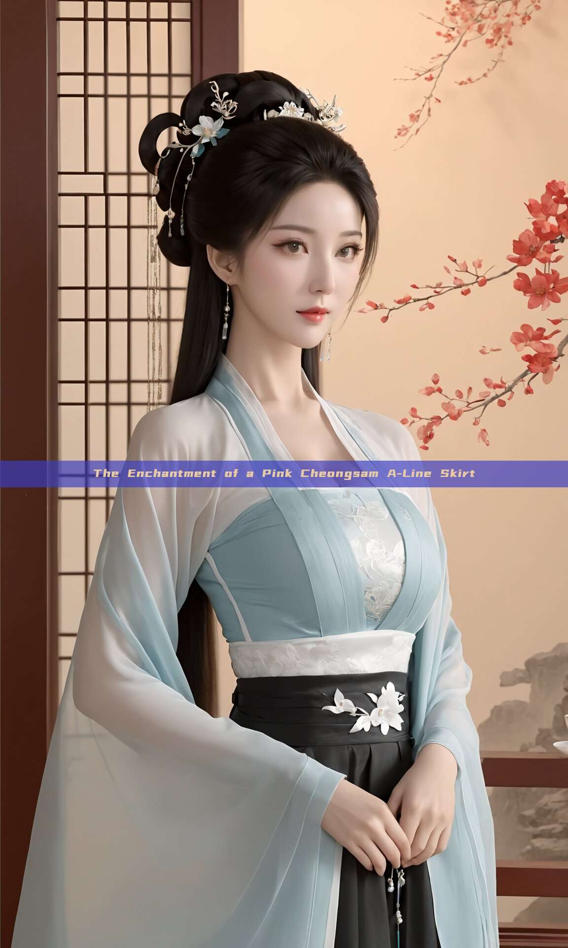 The Enchantment of a Pink Cheongsam A-Line Skirt The Enchantment of a Pink Cheongsam A-Line Skirt