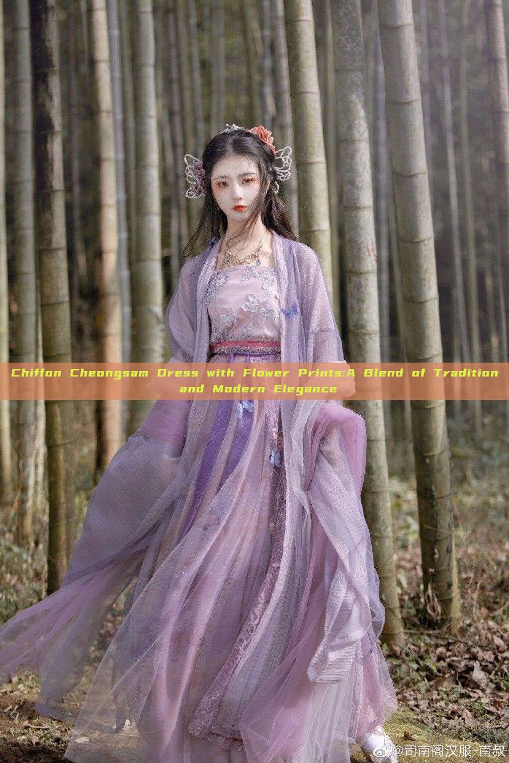 Chiffon Cheongsam Dress with Flower Prints:A Blend of Tradition and Modern Elegance