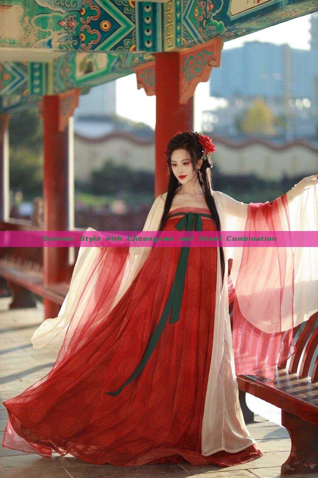 Summer Style with Cheongsam and Shawl Combination Summer Style with Cheongsam and Shawl Combination