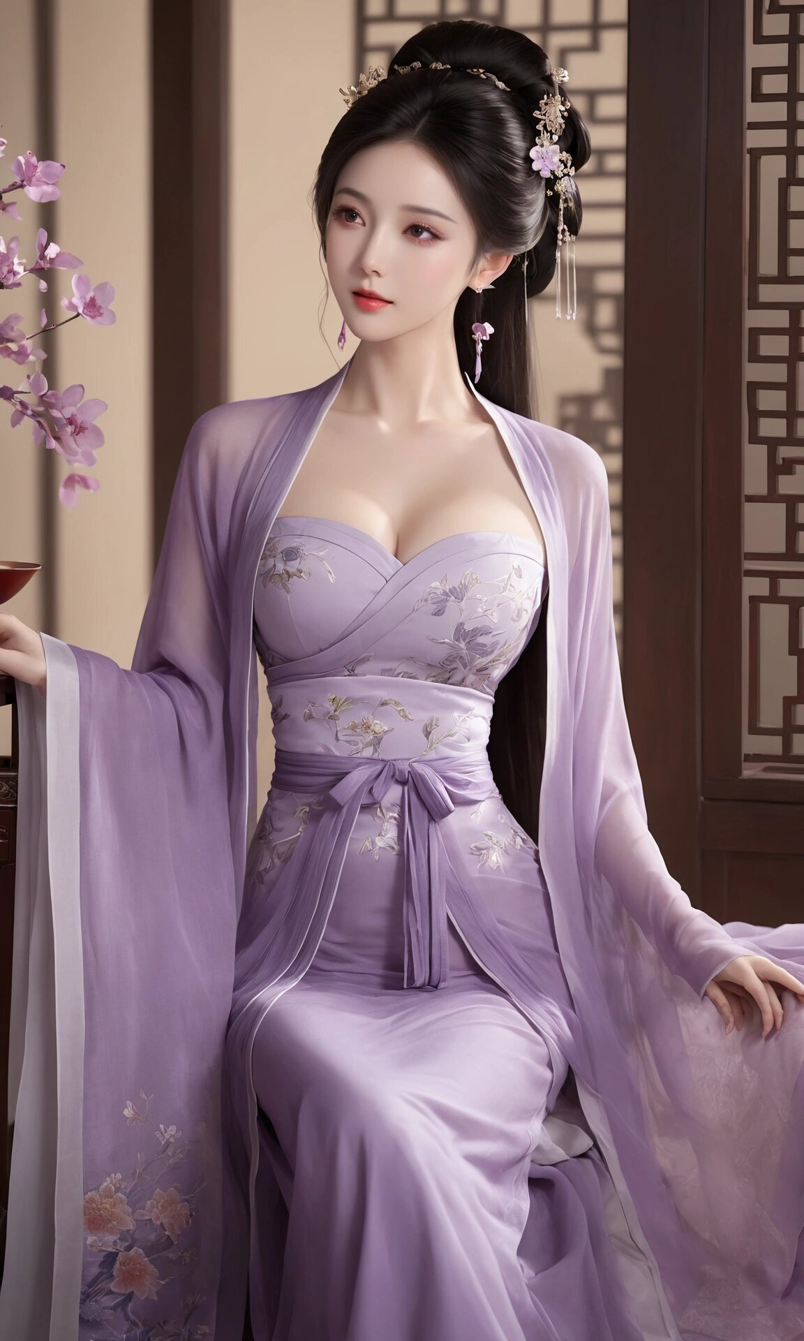 Elegant Long Silk Cheongsam with Ice Silk Fabric Elegant Long Silk Cheongsam with Ice Silk Fabric