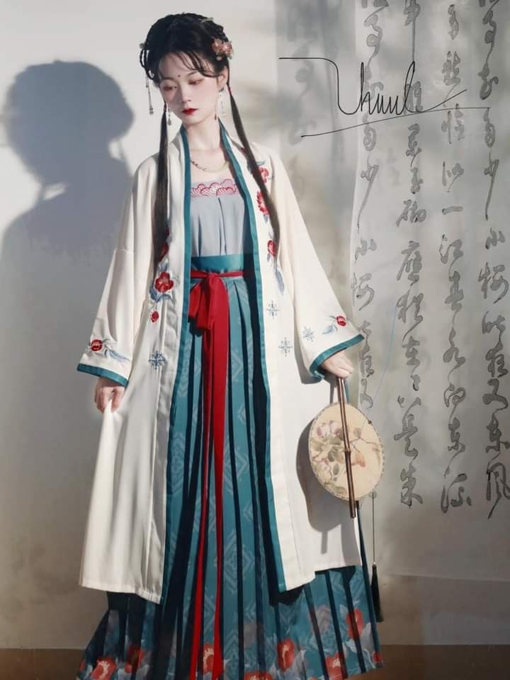 Vibrant Red Ming-Style Hanfu Dress for Winter Girlhood
