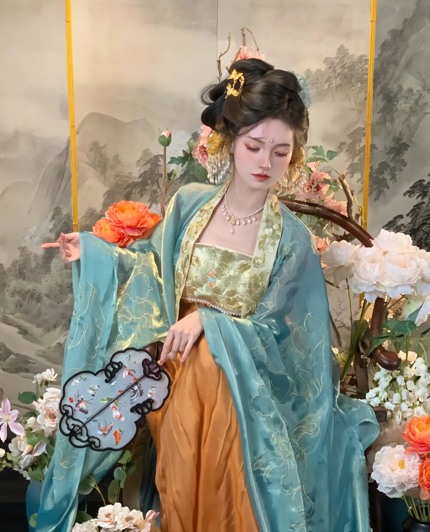 The Little Girl in a Traditional Cheongsam Dress