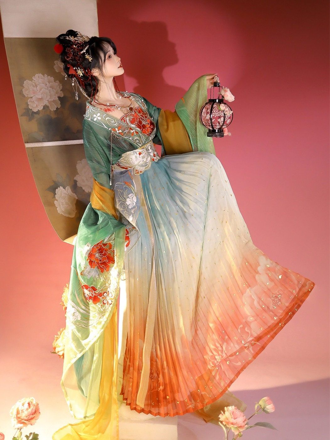 Enchanting Red Ancient Han Costume for Young Girls