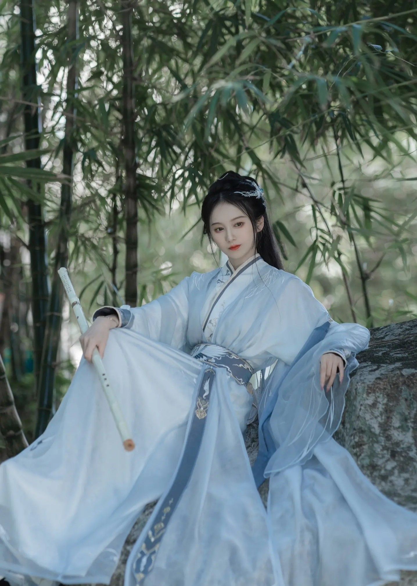 Little Girl in Traditional Chinese Hanfu Top and Horseface Skirt Little Girl in Traditional Chinese Hanfu Top and Horseface Skirt