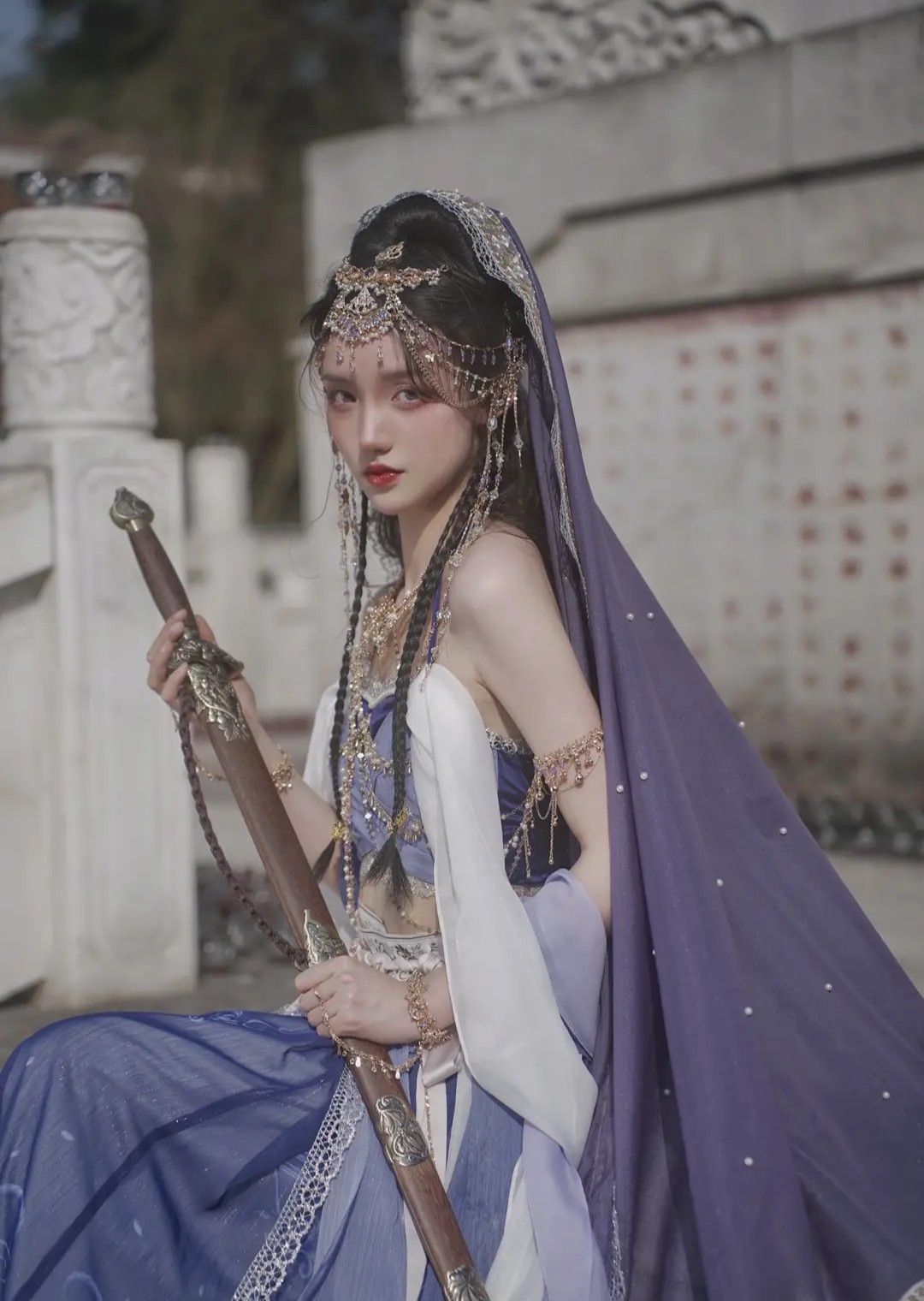 A Fairy-like Girl in a Green Hanfu Robe