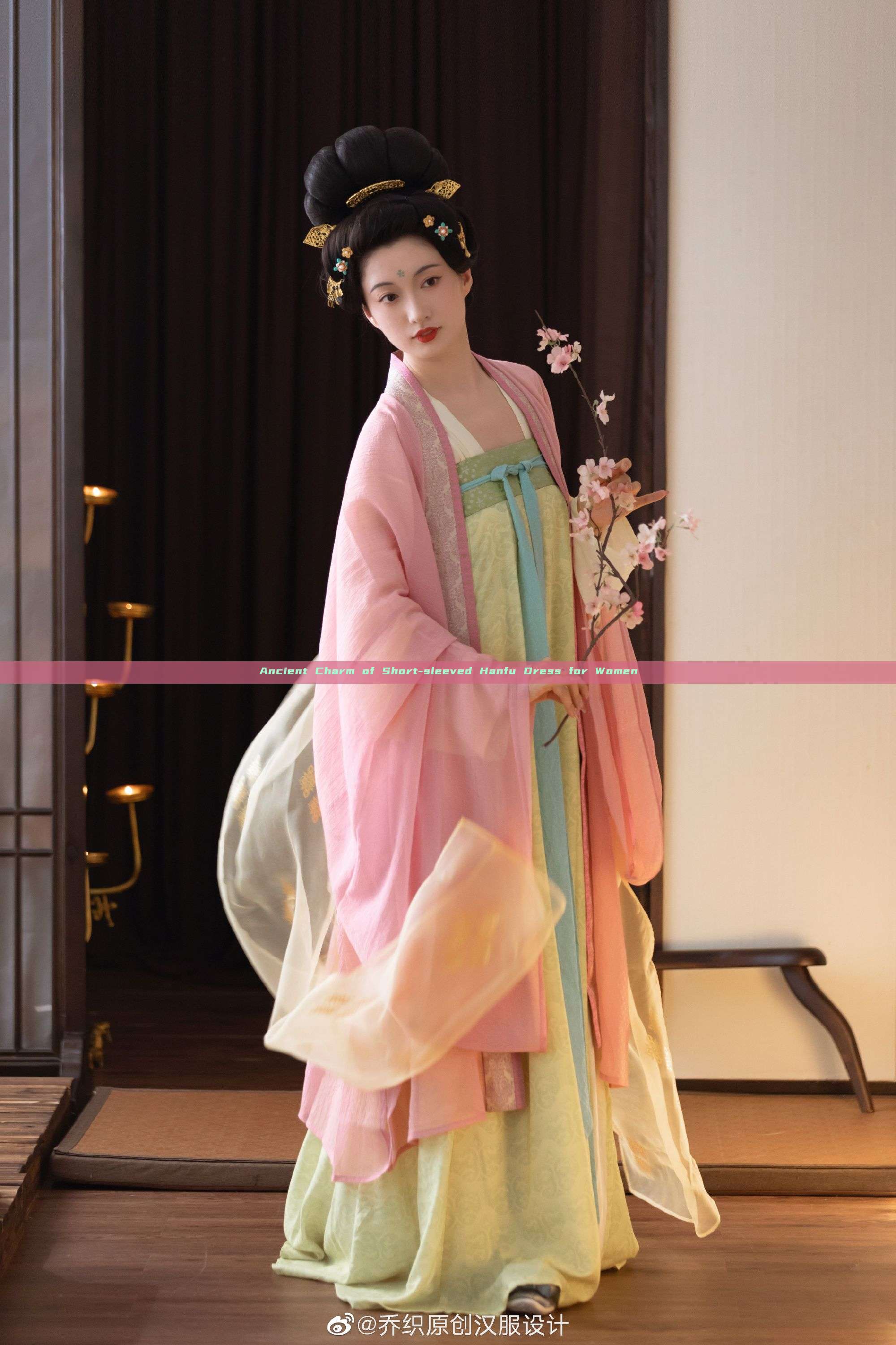 Ancient Charm of Short-sleeved Hanfu Dress for Women